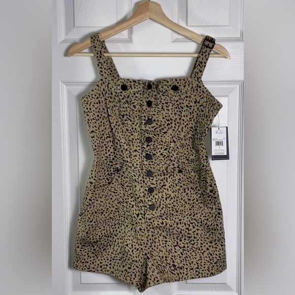 Volcom Pants - Volcom Liberator Leopard Print Button Front Romper Overalls NWT Size Small 4/6